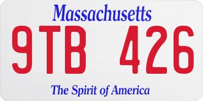 MA license plate 9TB426