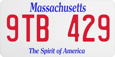 MA license plate 9TB429