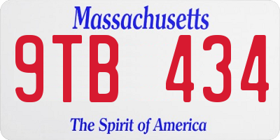 MA license plate 9TB434