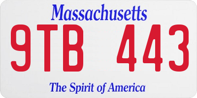 MA license plate 9TB443