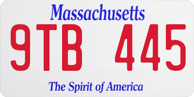 MA license plate 9TB445