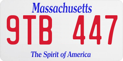 MA license plate 9TB447