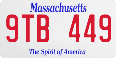 MA license plate 9TB449