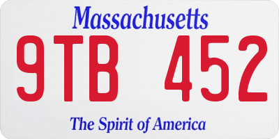 MA license plate 9TB452
