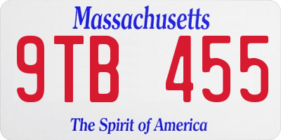 MA license plate 9TB455
