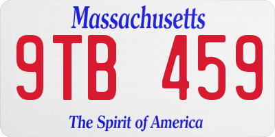 MA license plate 9TB459