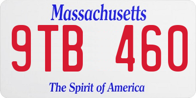 MA license plate 9TB460