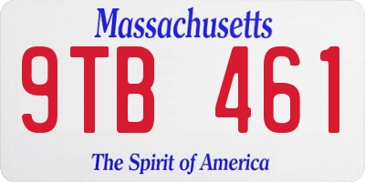 MA license plate 9TB461