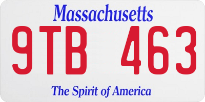MA license plate 9TB463