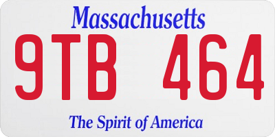 MA license plate 9TB464