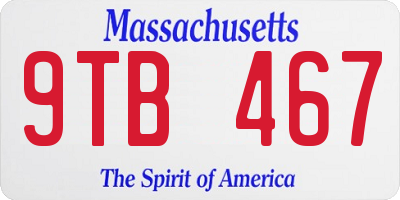 MA license plate 9TB467
