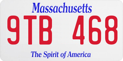 MA license plate 9TB468