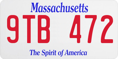 MA license plate 9TB472