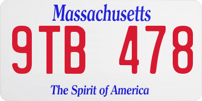 MA license plate 9TB478