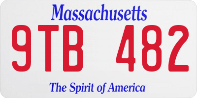 MA license plate 9TB482