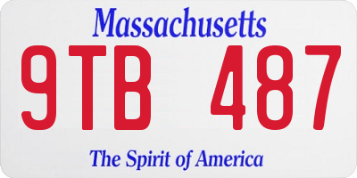 MA license plate 9TB487