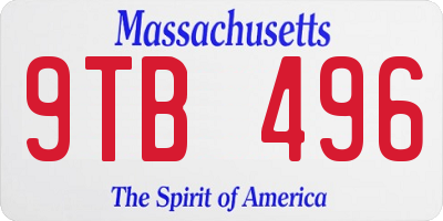 MA license plate 9TB496