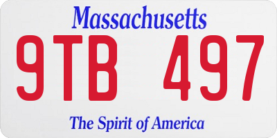 MA license plate 9TB497