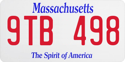 MA license plate 9TB498