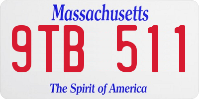 MA license plate 9TB511