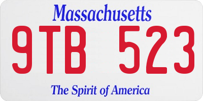 MA license plate 9TB523