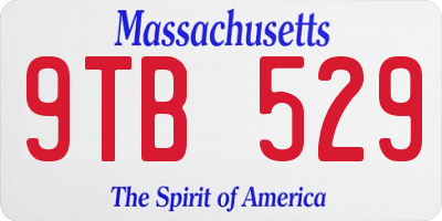 MA license plate 9TB529