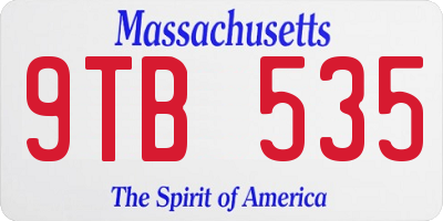 MA license plate 9TB535
