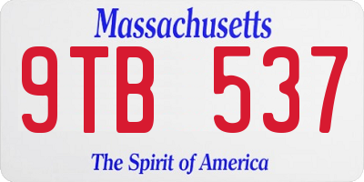 MA license plate 9TB537