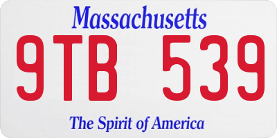 MA license plate 9TB539