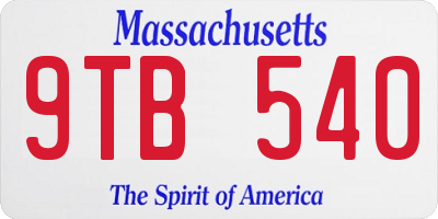 MA license plate 9TB540