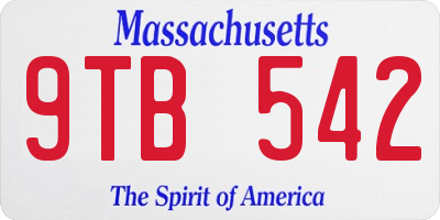 MA license plate 9TB542