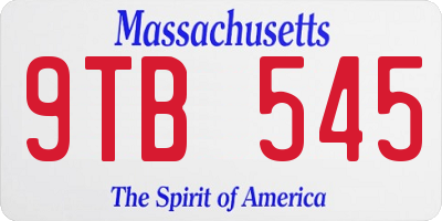 MA license plate 9TB545