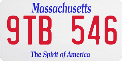 MA license plate 9TB546