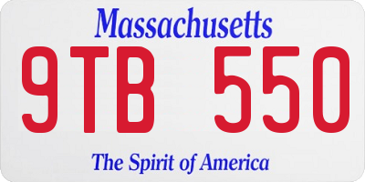 MA license plate 9TB550