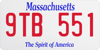 MA license plate 9TB551