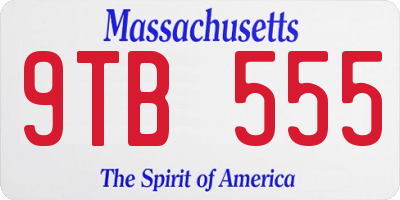 MA license plate 9TB555