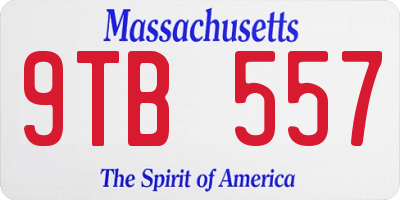 MA license plate 9TB557