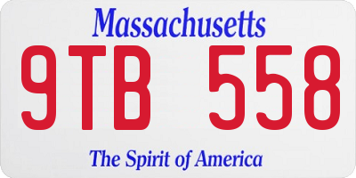 MA license plate 9TB558