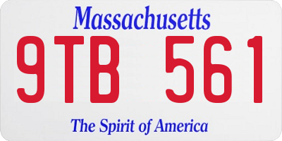 MA license plate 9TB561