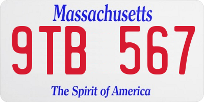 MA license plate 9TB567