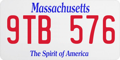 MA license plate 9TB576