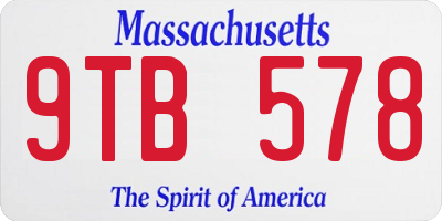 MA license plate 9TB578