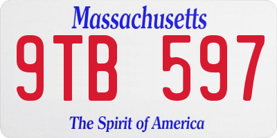 MA license plate 9TB597