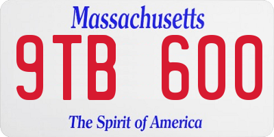 MA license plate 9TB600