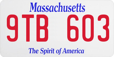 MA license plate 9TB603