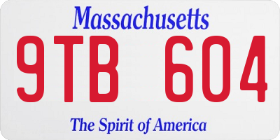 MA license plate 9TB604