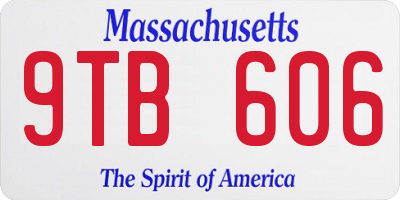 MA license plate 9TB606