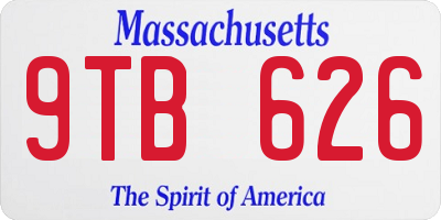 MA license plate 9TB626