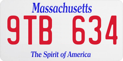 MA license plate 9TB634