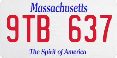 MA license plate 9TB637